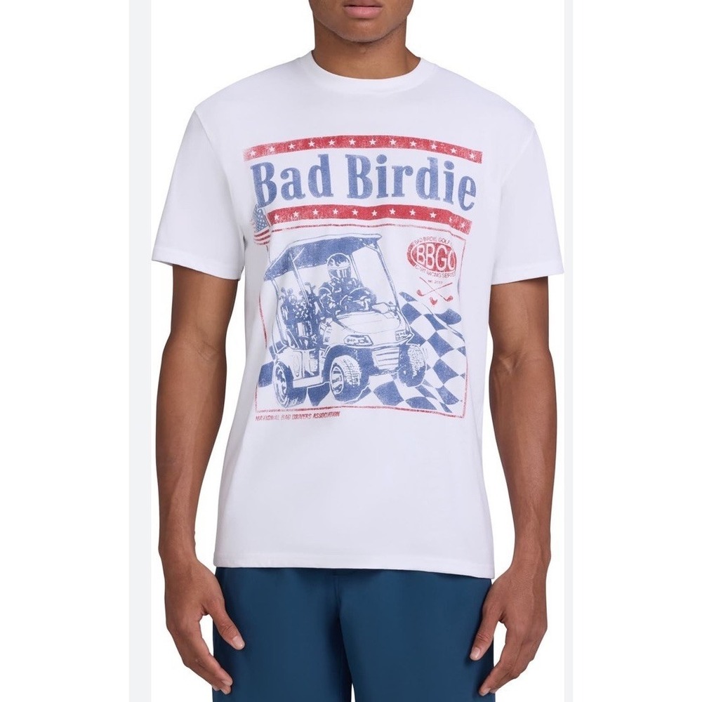 Bad Birdie Speedway Series Golf T-Shirt, Men Brilliant White NWT size L